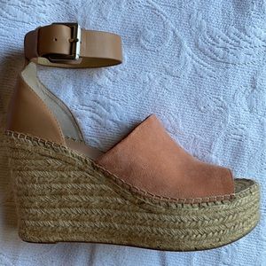 Marc Fisher LTD Mladalyn suede espadrille heels with peek-a-boo toe.
